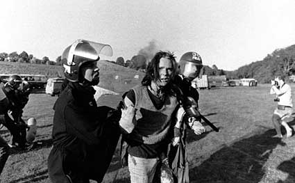Battle of the Beanfield, Stonehenge peace convoy, Wiltshire, Saturday June 1st 1985