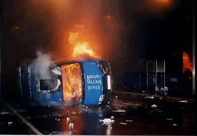 police van burns